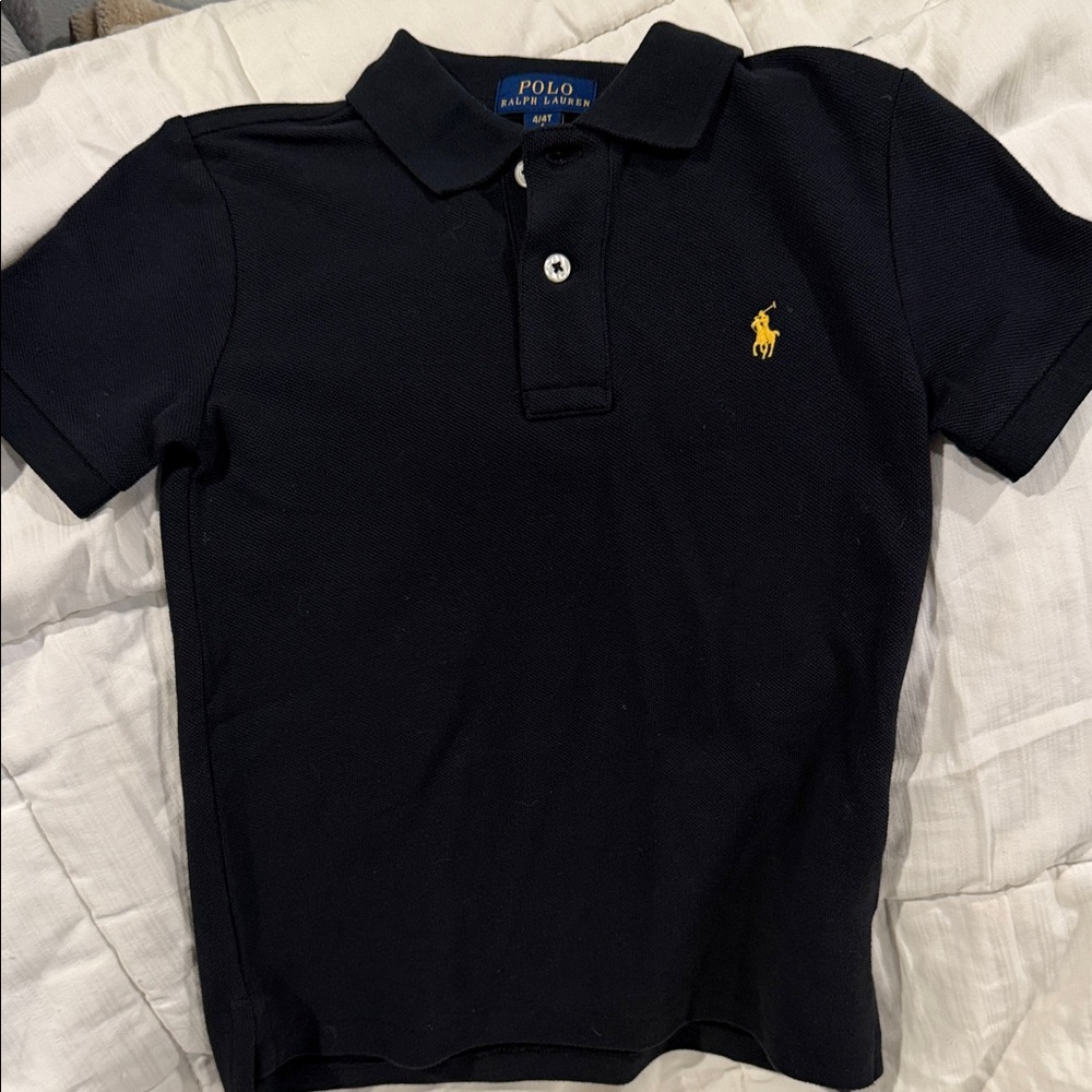 Polo by Ralph Lauren Kids Black Polo Shirt w/ yellow/gold horse
